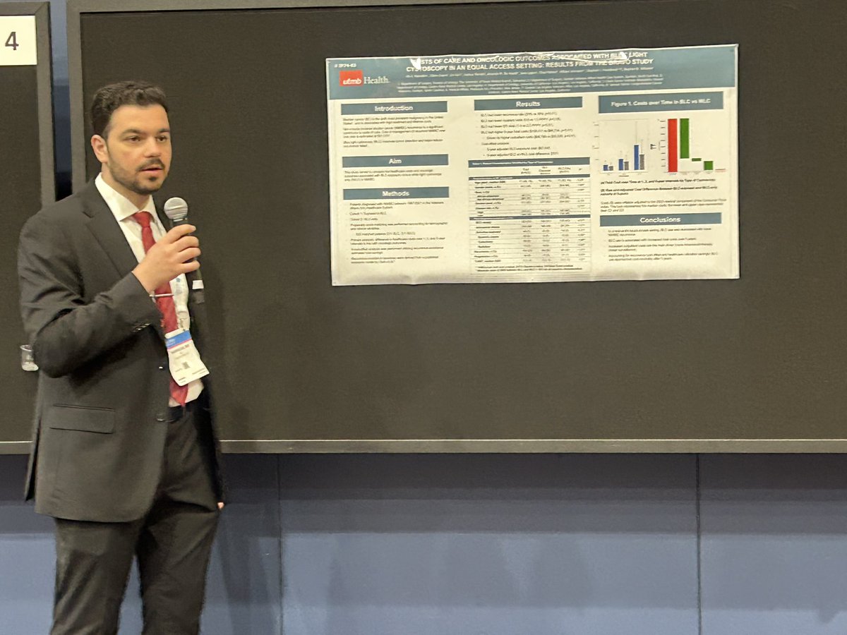 UTMBUrology's tweet photo. @UTMBUrology URO-4 @AliNasrallah presented his work this morning on blue light cystoscopy, both outcome and cost considerations at #AUA26.   Great work! https://t.co/NRgXlHZlzC
