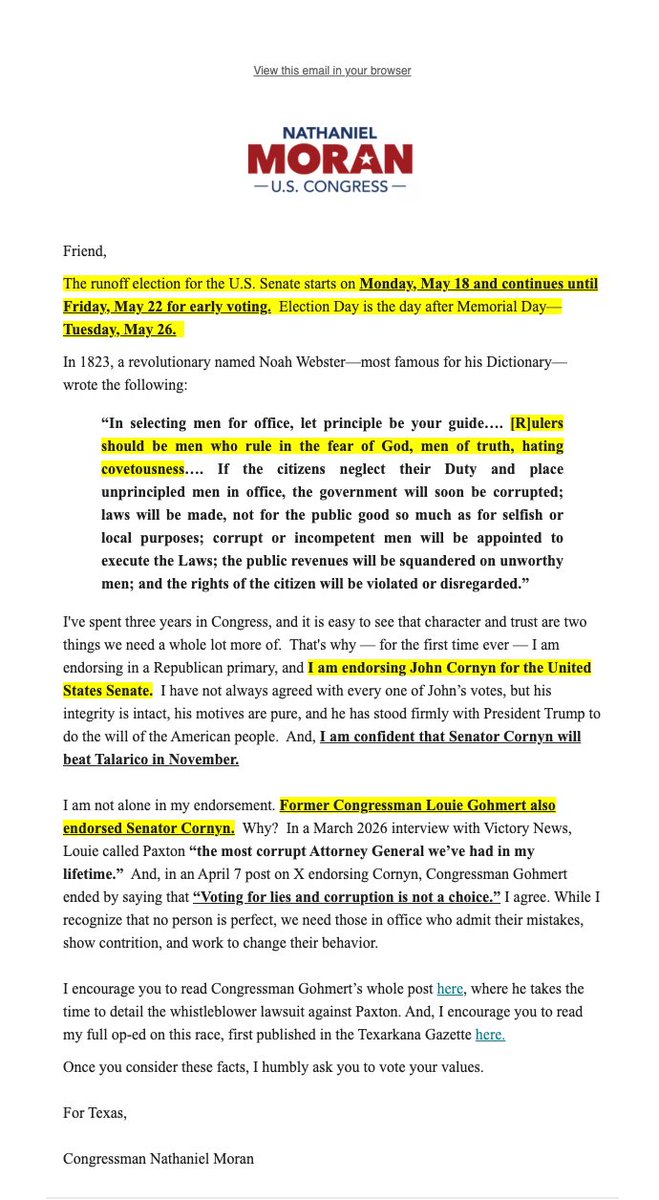 Senator John Cornyn tweet media