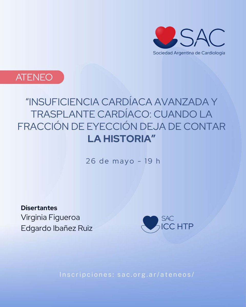 htp_ic's tweet photo. 📢 Ateneo del Consejo de IC e HP

➡️Coordinadores
Guillermina Esperon
Lucrecia Burgos
Analia Guazzone

➡️Expertos
Mirta Diez
Adrián Fernández 

✅️ Debate con expertos 
✅️ Casos Clínicos 
✅️ Revisión de la última evidencia

🗓 26 de Mayo - 19hs virtual

⤵️más info abajo https://t.co/wmCLQHB9VY