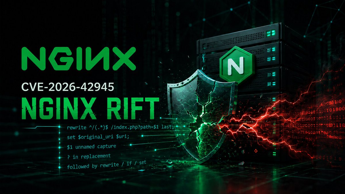 secpoint's tweet photo. Scan for possible exposure indicators related to NGINX Rift, CVE-2026-42945, with the SecPoint Penetrator.

This is a serious NGINX rewrite module vulnerability that may lead to worker crashes and, under specific conditions, potential code execution.

Our detection helps organizations identify systems that show remote indicators associated with this vulnerability, enabling faster prioritization and remediation.

CVE-2026-42945 is also part of a broader recent NGINX security update cycle, so administrators should review their complete NGINX patch status, not only this single CVE.

#SecPoint #NGINX #CyberSecurity #VulnerabilityScanning #Penetrator