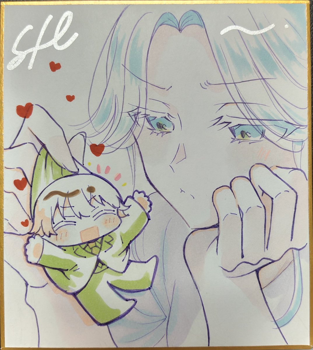 私の書いた絵 お品書きには載せてなかった色紙たちでした。 一番左は私の第一作目の