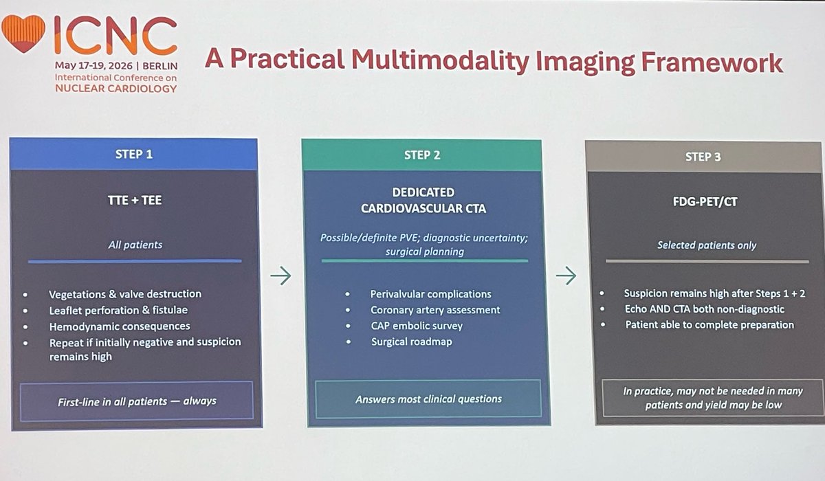 YosefACohen's tweet photo. 🫀⚡️Dr. Paul Cremer argues dedicated cardiovascular CTA should be the first-line test in suspected valvular endocarditis:

✅ Fast
✅ Easy
✅ Paravalvular complications
✅ Coronary assessment
✅ Embolic survey
✅ Surgical roadmap

All in one scan 📸

#ICNC2026 https://t.co/SzGJ7LRz2A