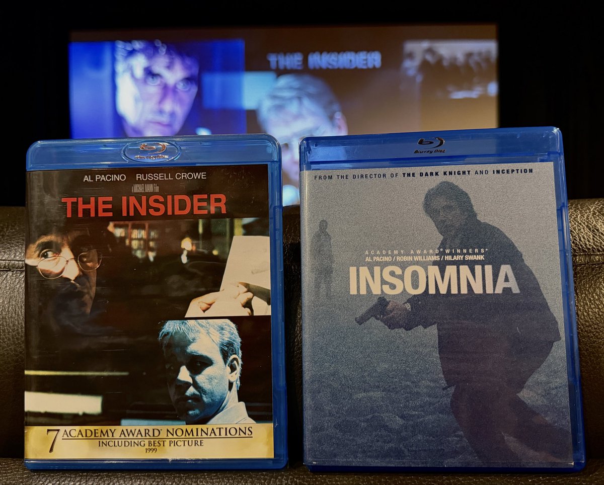Highdefwatch's tweet photo. AN EXCELLENT Al Pacino double feature weekend with Michael Mann’s 7 @TheAcademy nominee ‘THE INSIDER’ (1999) &amp; Christopher Nolan’s adaptation of ‘INSOMNIA’ (2002) -  Sadly both are missing on 4K @UltraHDBluray https://t.co/Sh2RUtalVa