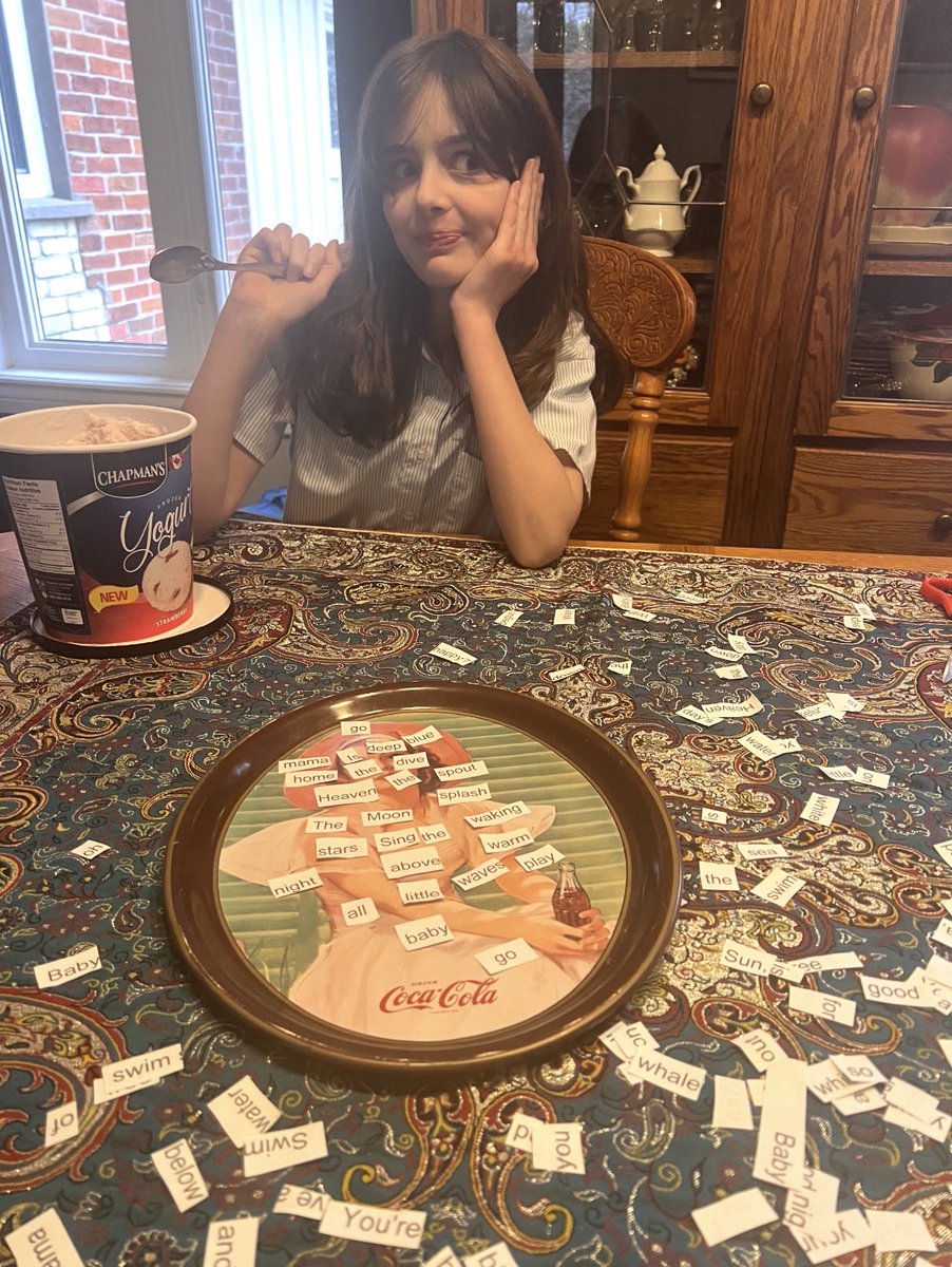 Hollay2's tweet photo. Thanks to George Murray for inviting me to submit a poem to https://t.co/PkZjktBisM. The piece was written by my youngest daughter and me. We printed out lyrics from Raffi’s Baby Beluga, cut out each word, scrambled them, &amp; used 20 or so to create. 

https://t.co/PoxgLcC6Y9 https://t.co/p4hdSNa3If