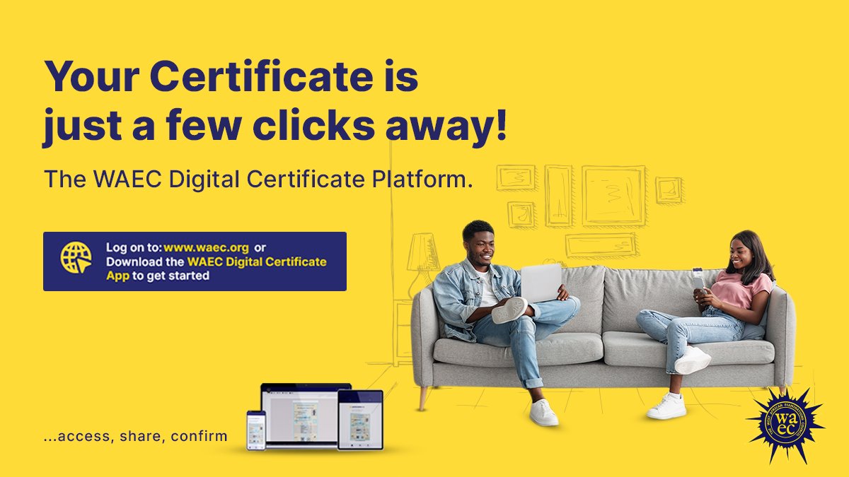 waecdigitalcert's tweet photo. Instantly Access your WAEC certificate on-the-go and on any device. Log on to https://t.co/oF77Ob6hq4 or download the WAEC digital certificate app on Google play store to get started. 

#waec #waecexam #waecresult #waeccertiicate #explore https://t.co/v8hvFap82s