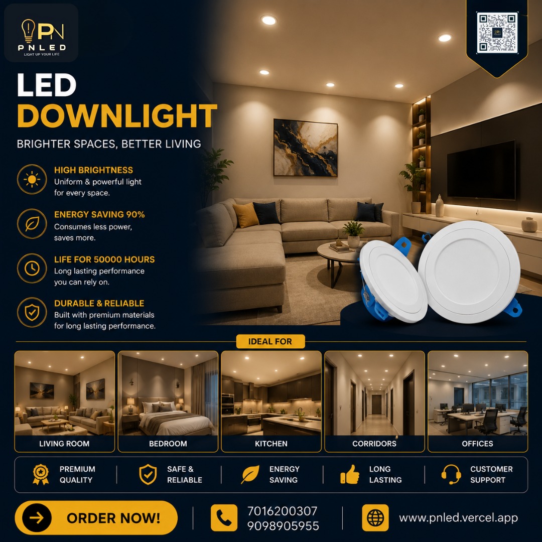 PNLed_Lights's tweet photo. Brighten every corner with energy-saving LED downlights from PN LED. Perfect for homes, offices, kitchens, and corridors with long-lasting performance. #PNLED #LEDDownlight #ModernLighting #EnergySaving #InteriorLighting https://t.co/MI2Z4cJbOQ