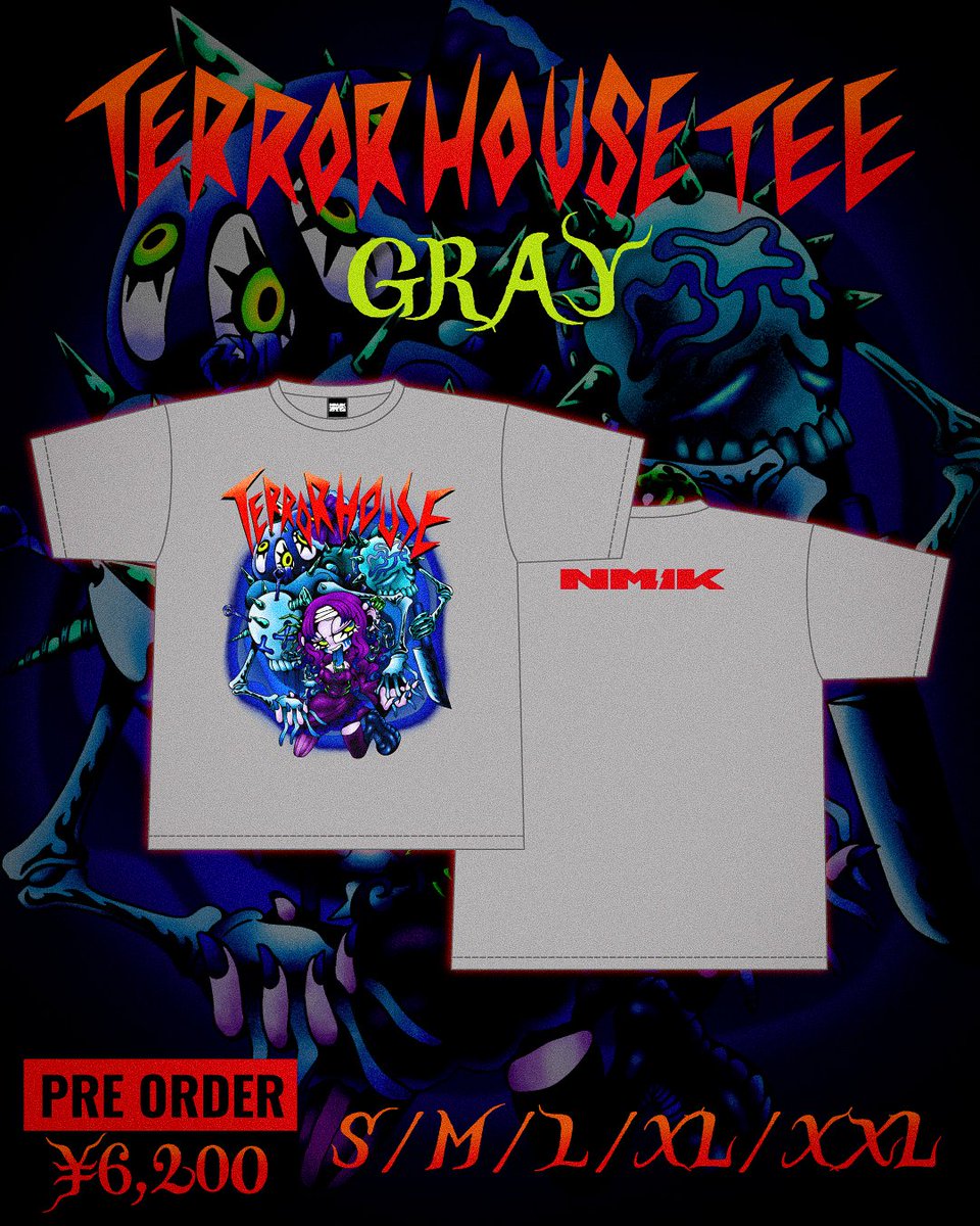 nmik_official's tweet photo. 【⚡予約受付中⚡】

《TERROR HOUSE TEE》

悲しくなんかない。
そこにはいつだって味方でいてくれる
魔物たちがいるのだから。

-------------------
📅予約：5月31日（日）マデ
🎁早期予約で「5%OFF」&amp;「ステッカー10枚」プレゼント

▼ONLINE STORE▼
https://t.co/KTGGlCALaP https://t.co/ZfVimItr0n