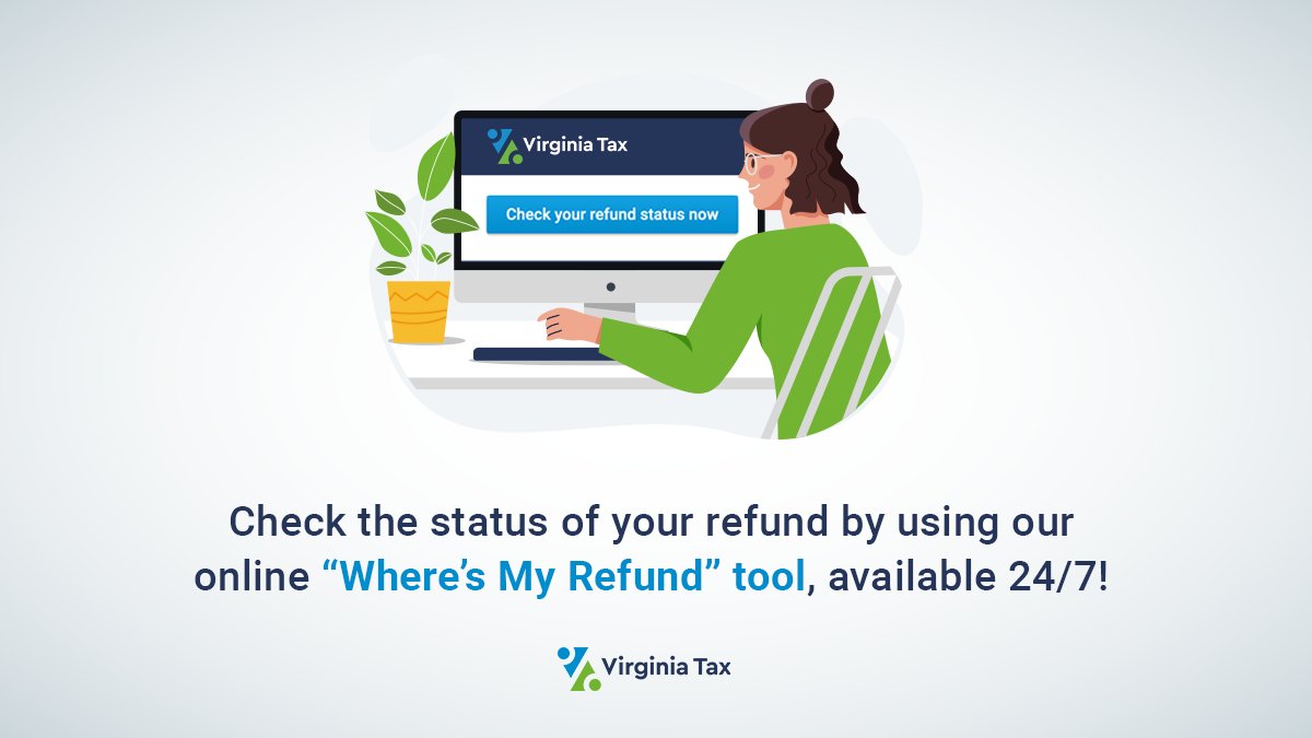 VaTax's tweet photo. Did you know you can check your Virginia refund status on our website? Check your refund status here: https://t.co/25lc1NxjPb https://t.co/pzyUh3Rosp