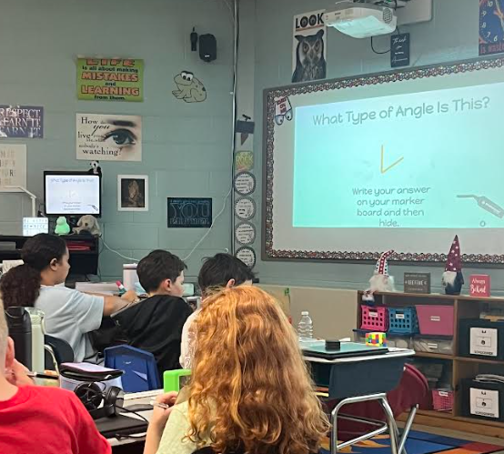 VMESMustangs's tweet photo. Mrs. Gillick’s students were engaged in an interactive geometry review! Students used the slide presentation to identify angles, then turned &amp; talked with partners to explain their thinking &amp; share why they chose their answers. Great math conversations! @Brick_K12 @BrickSupt https://t.co/EE7Pi25WYw