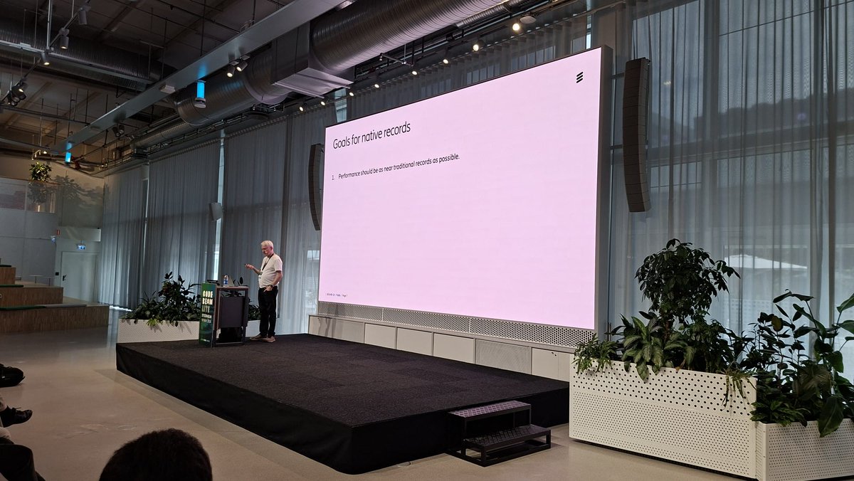 CodeBEAMio's tweet photo. The afternoon sessions at #CodeBEAM Stockholm are well underway. Björn Gustavsson is currently on stage discussing Native Records.

Up next before the coffee break: David Klemenc and Davide Bettio. Afterwards, we close out the day with Ingela Andin, Hans Svensson, and Barry O'Reilly.
