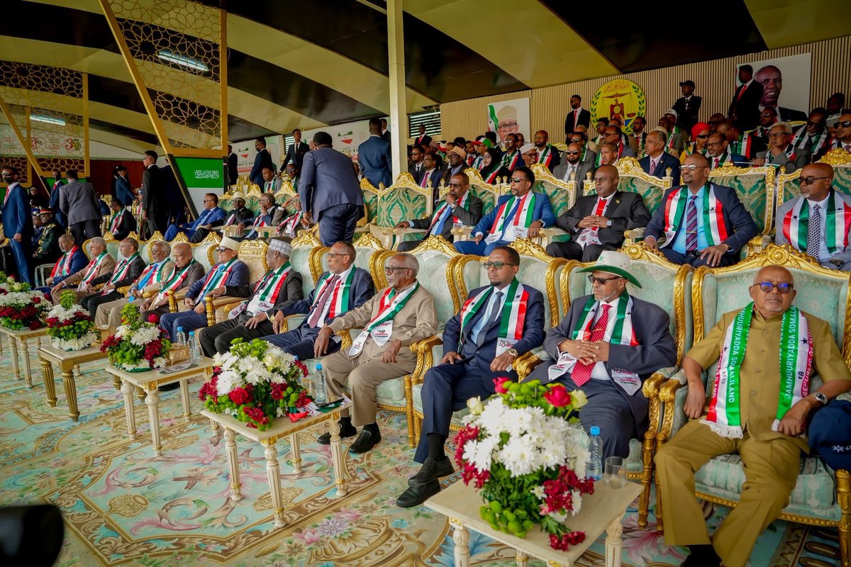 tvsaab's tweet photo. The President of the Republic of Somaliland Attends the #35th Anniversary Celebrations of May #18th
The President of the Republic of Somaliland, His Excellency #Abdirahman Mohamed Abdullahi (Irro), joined the public in a grand ceremony commemorating the #35th anniversary of the reclamation of independence for the internationally recognized Republic of #Somaliland.
The event took place at the main designated parade grounds in the center of the capital, Hargeisa. Alongside the President, the historic occasion was attended by:
1. The #Vice President of the Republic of Somaliland.
2. The leadership and speakers of both Houses of #Parliament.
3. The Chief Justice of the #Supreme Court.
4. #Former national presidents and #vice presidents.
Members of Parliament, Cabinet ministers, and numerous foreign diplomats.
International dignitaries, women's groups, academics, and other distinguished guests.
The various branches of the recognized Republic of Somaliland’s armed forces delivered a highly professional and captivating military parade that enthralled the crowds lining the streets. The forces showcased disciplined marching routines, tactical formations, an extensive fleet of military vehicles, and modern weaponry.
The Minister of Interior, Hon. Abdalle Mohamed Arab, delivered brief remarks at the event, expressing his profound gratitude to both the citizens of Somaliland and the armed forces for their dedication and patriotism.
In his comprehensive address marking the 35th anniversary, President Irro first congratulated the nation on this milestone, noting that this is the very first time Somaliland is celebrating its national day as an internationally recognized state.
The President also issued a cautionary message to the global community regarding the forced amalgamation of incompatible political systems and nations. He advised international bodies to follow the newly paved path of acknowledging and granting recognition to the Republic of Somaliland.
This 35th-anniversary celebration of the reclamation of Somaliland’s independence marks a monumental first, as the Republic of Somaliland officially observes the day as a fully recognized member of the global community of nations.