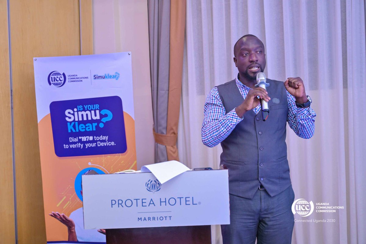 ConsumerUCC's tweet photo. Highlights from the SimuKlear Campaing Stakeholder Traninig 

Counsel Fred Muwema, Chairman of the Anti-Counterfeit Network (ACN), pledged ACN’s support for the campaign, noting that mobile phones are the most counterfeited devices globally. He also introduced "BLEEP",ACN’s platform for consumers to report counterfeit products for investigation.
UCC’s Muheki Wasago, S.O CEIR Coordinator, took trainees through the SIMU KLEAR system/website and how it works across different categories.  
Mr. Enoch Wakabi, Senior Officer Telecom Compliance at UCC, spoke on device type approval and why it matters for consumer safety and fair competition.
#SimuKlearCampaignPhase3
#Enforcement
#GoldenPosts