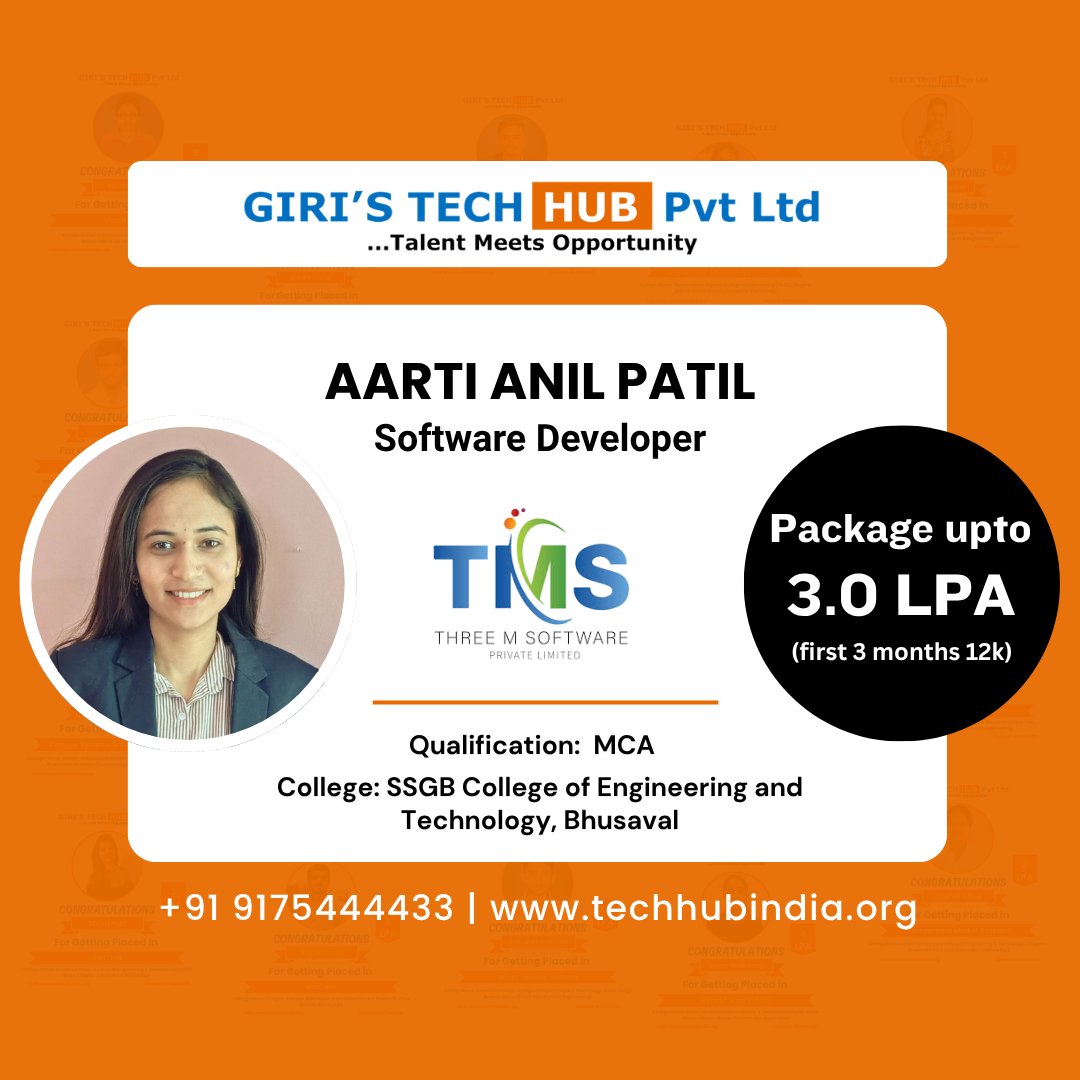 HubGiri's tweet photo. Congratulations... Aarti for your job offer!! π
#placement2026 #ITjobs #placements #recruitment #javafullstackdeveloper https://t.co/a6SafYvXDz