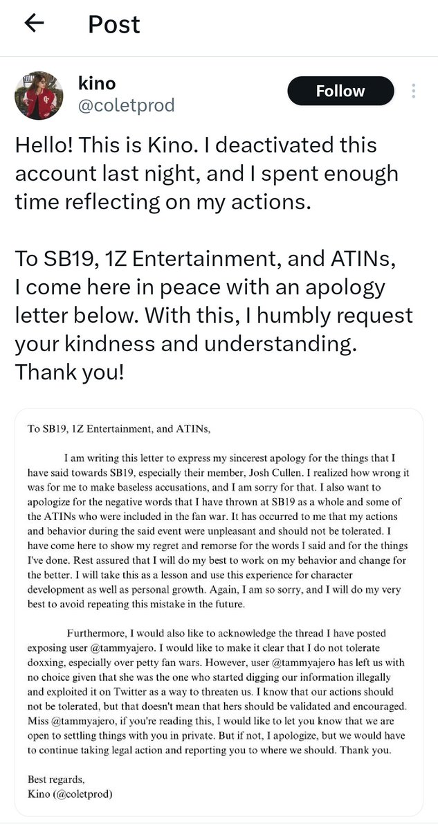 gel_atinboy's tweet photo. hays, it's always THAT FANDOM talaga. ready na ba yung next na gagawa ng apology letter?

always involved sa doxxing, defamation, &amp; spreading fake news. lecture ur fans naman @BINI_ph . di na to bago, paulit-ulit na lang mga fans niyo. https://t.co/vYYUsOoBxk