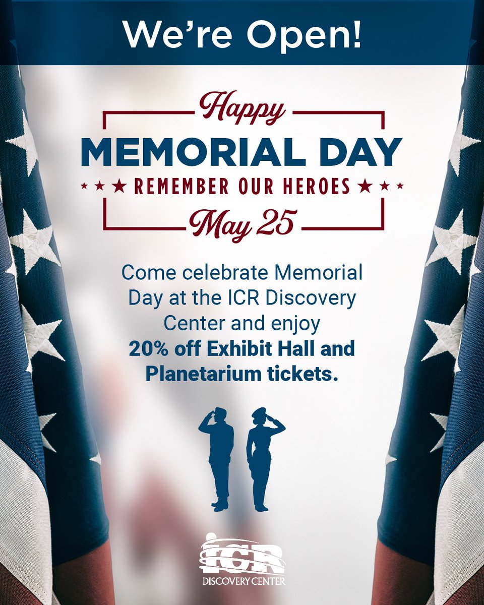ICRdiscovery's tweet photo. Don't forget to secure your families tickets to the Discovery Center on Memorial Day!

🔗https://t.co/2VKIpLYEb5 https://t.co/vmfrpjSg0e