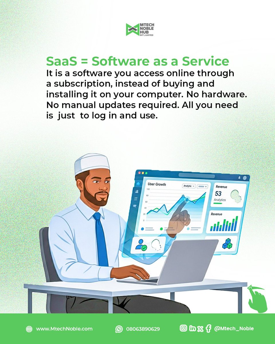 MtechNoble's tweet photo. SaaS gives businesses easy access to powerful tools that automate tasks, improve accessibility, and support growth, helping teams work smarter and scale faster. 🚀 
#SaaS #DigitalTransformation #BusinessGrowth #CloudSoftware #ZohoAfrica #MtechNobleHub https://t.co/lGlehRuTIf https://t.co/KAouAaxGcG