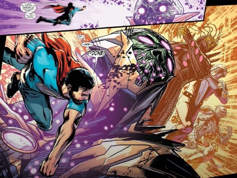 DamnitBiggie's tweet photo. Superman is Aura and Hype final boss because he punched Brainiac so hard that infinite versions of Brainiac across the entire DC Multiverse felt the impact of the blow😭😭 https://t.co/EGfpdzoXNv