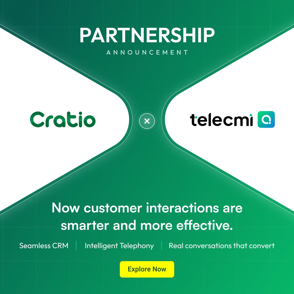 TeleCMI's tweet photo. Exciting Partnership Announcement!

TeleCMI has partnered with Cratio CRM

We are thrilled to announce our strategic collaboration with Cratio to deliver seamless CRM + Cloud Communication solutions for businesses.

#TeleCMI #Cratio #Partnership #CRM #CloudTelephony https://t.co/y3YwSLVKx0
