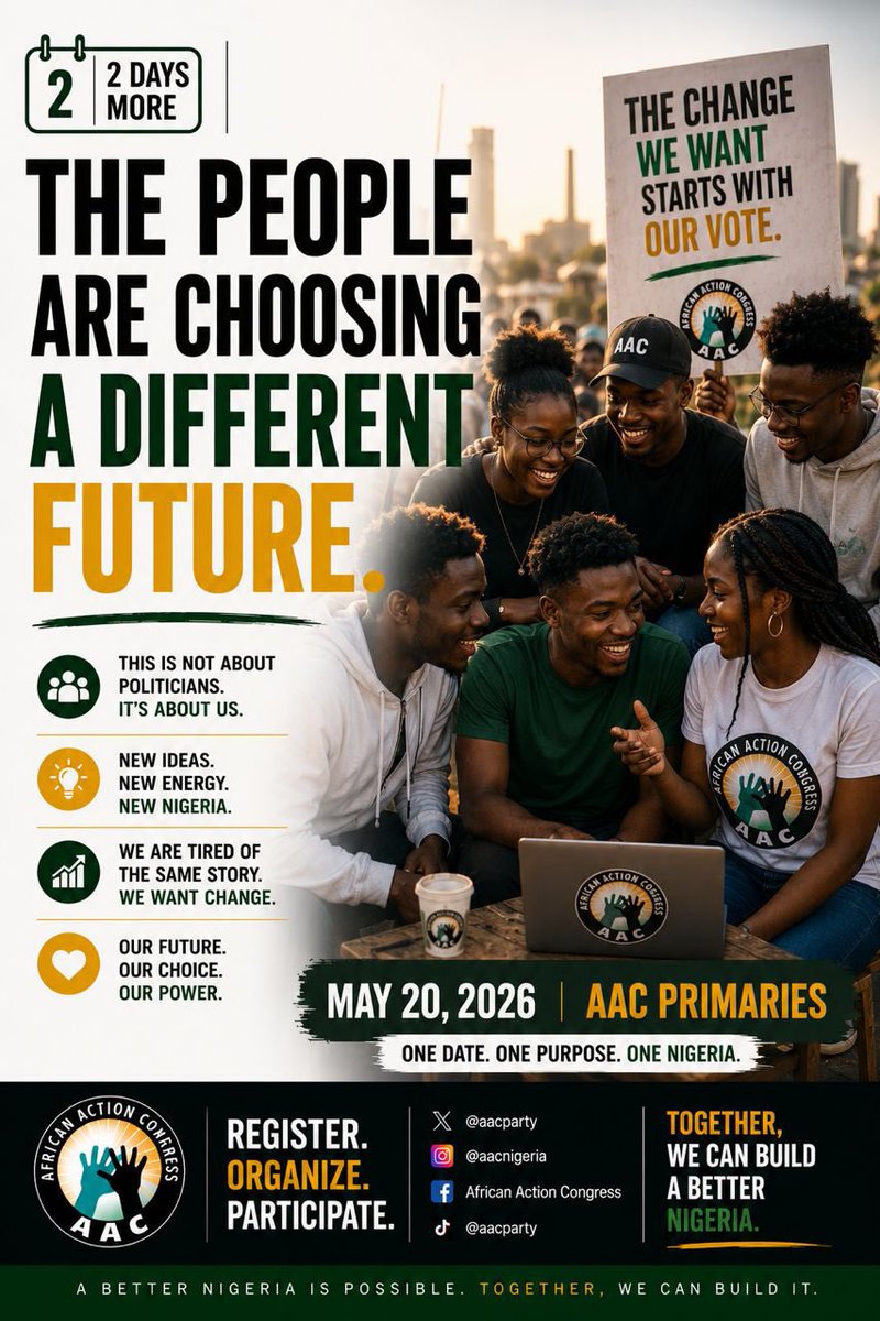 SoworeNow2027's tweet photo. History Starts With Participation.
Movements grow when people show up.
Nigeria does not change by silence.
#TakeItBack #AACPrimaries #RevolutionNOW https://t.co/mZBGnhgzRk