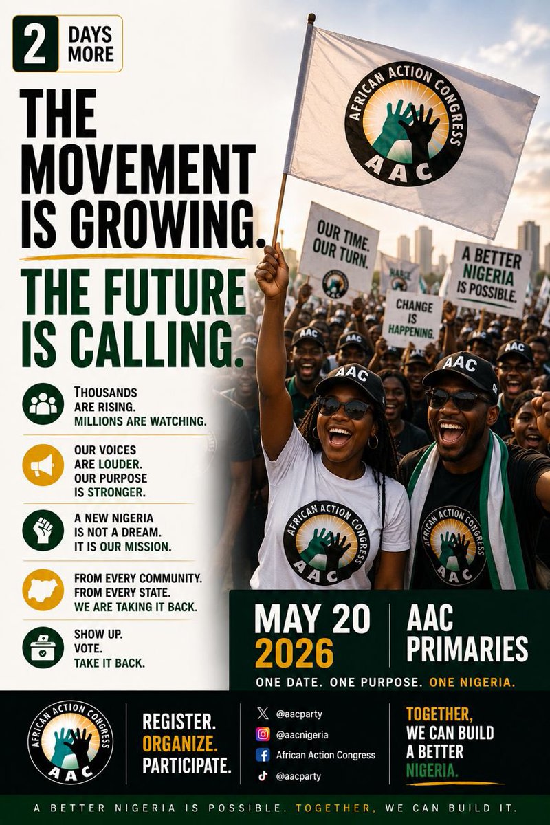 SoworeNow2027's tweet photo. History Starts With Participation.
Movements grow when people show up.
Nigeria does not change by silence.
#TakeItBack #AACPrimaries #RevolutionNOW https://t.co/mZBGnhgzRk