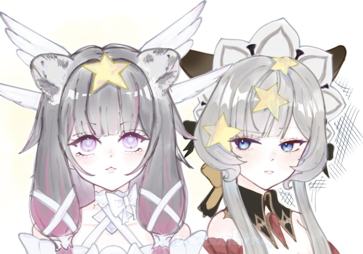 columoonbina's tweet photo. 🪽⚙️ dumbtupid snow leopard columbina and annoyed (lovingly) cougar sandrone. #columdrone #sandbina #コロサン https://t.co/KpgpkHilow
