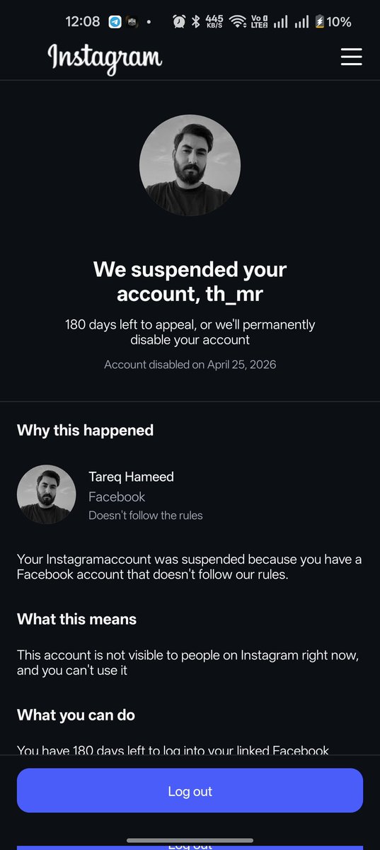 x_eeer's tweet photo. @mosseri @mosseri @instagram My FB account "Tareq Hameed" was restored with no violations, but my IG @th_mr still suspended since April 25 due to "linked Facebook". No appeal button for 2 months. Please help 🙏 https://t.co/cEcWTIRJit