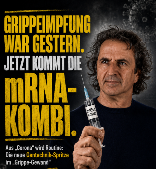 ReneGraeber's tweet photo. Da ist sie also: die Kombi-Spritze. COVID und Grippe in einer Spritze / in einem Termin. Und natürlich: beide auf mRNA-Basis. War ja klar.
Mehr dazu:
https://t.co/GbrWAm5T8l https://t.co/K52nroRmUf