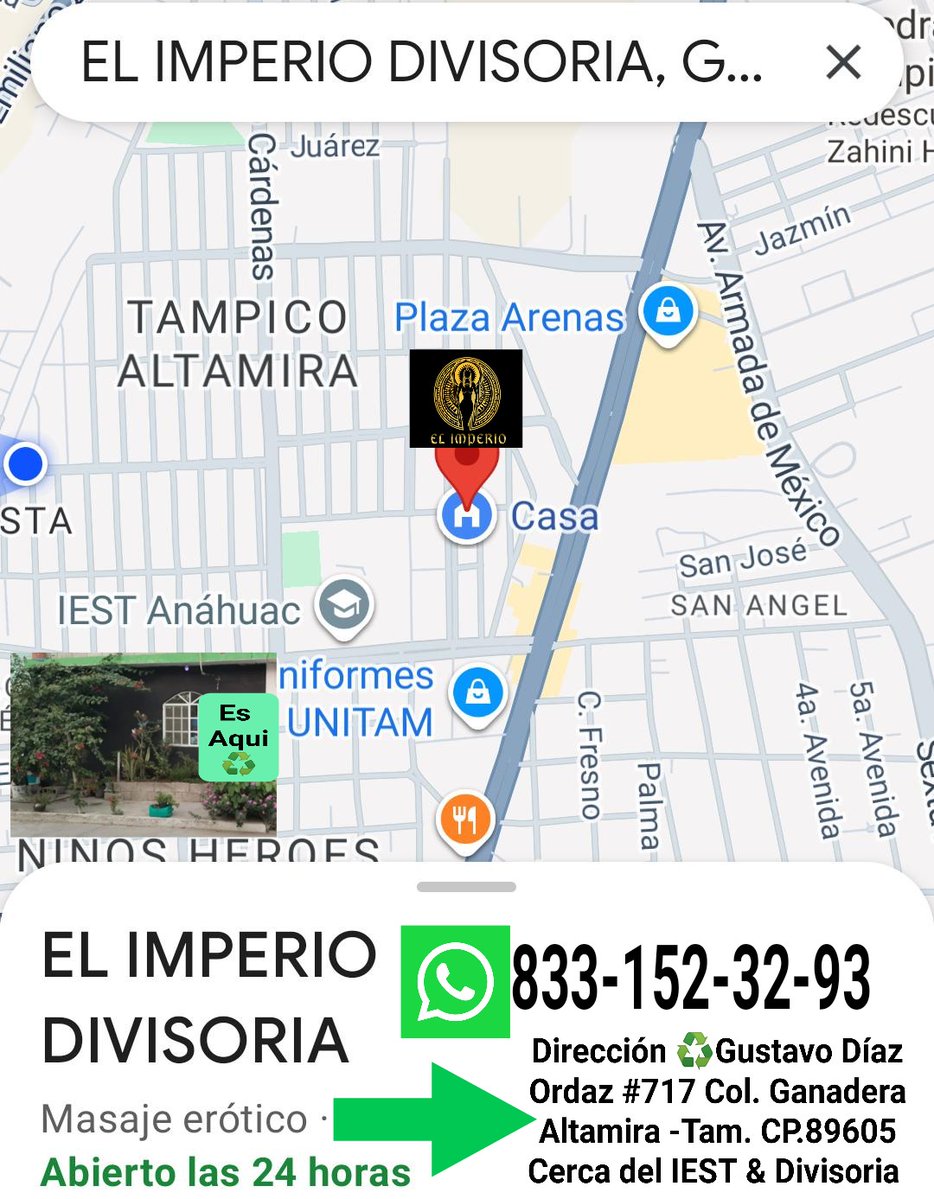 MichellCon37093's tweet photo. EL Imperio Divisoria 
💋Sucursal Divisoria (Cerca de IEST)💋📍Calle: Gustavo Díaz Ordaz #717 Col. Tampico -Altamira  CP. 89605
WHATSAPP: 📲833-152-32-93
Informaci��n dando CLICK EN ESTE ENLANCE PARA REDIRECCIONAR DIRECTAMENTE 👇🏻
https://t.co/wtqkKPgSC4

❤️Ven y visítanos❤️ https://t.co/dM8RKp0aqN
