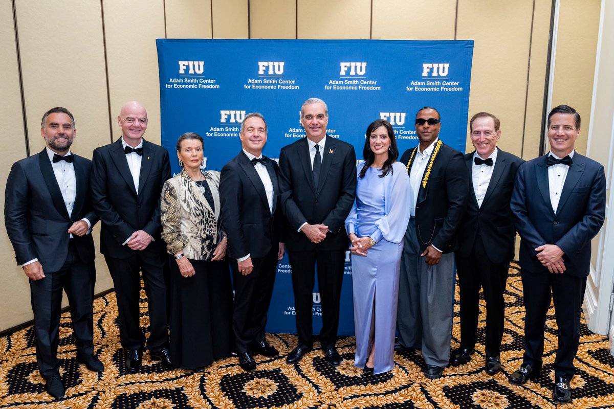 nikkiwhitingfl's tweet photo. As we celebrate the 250th anniversary of the American Revolution and the enduring principles of Adam Smith’s Wealth of Nations, we are grateful to all who made FIU’s @AdamSmithCenter Champion of Freedom Dinner & Celebration a truly wonderful night.

We were honored to recognize and celebrate President Luis Abinader of the Dominican Republic, Gianni Infantino, U.S. Senator Bernie Moreno, Yotuel Romero, Enrique Acevedo, Maris Franca Llorens-Antognoli, and Antonio Huertas. A special thank you to our amazing emcee Pamela Silva. 

We invite all those who share in our mission of advancing economic freedom and developing the next generation of leaders to join us next year.