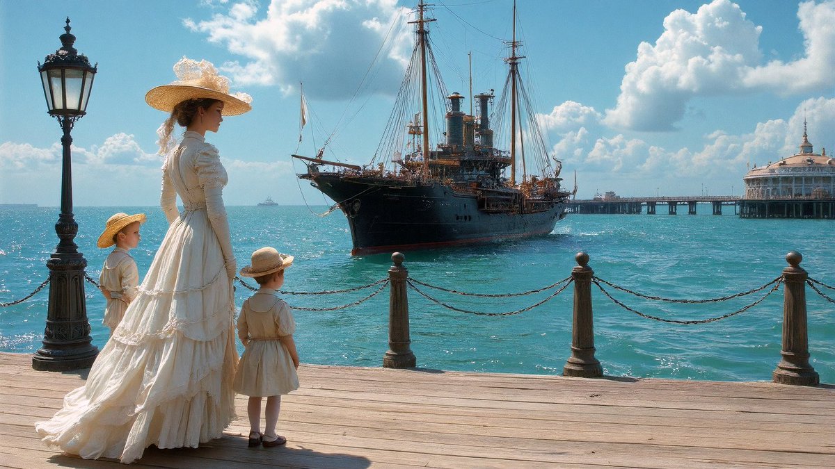 ohnefarbstof's tweet photo. JumpingCatStudio      made with AI
The Grand Pier, 1900. An alternative era where steam and steel conquer the seas under the quiet gaze of high society. History isn't just written—it is manufactured. 

#FluxDev #Steampunk #AIArt #Uchronia https://t.co/feNIQKmsBN