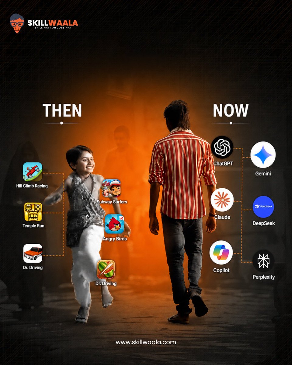 skillWaala's tweet photo. Kal games the… aaj AI tools hain. ❤️
Time badla, skills badli, aur future bhi. 🚀

AI seekho, future ready bano 💯

Comment “Future Ready” for free AI learning with Skillwaala

#AI #Skillwaala #FutureSkills #ChatGPT #AIFuture https://t.co/HVlDX7t3qb