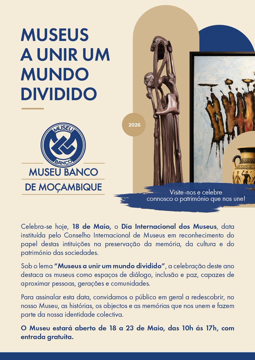 bancomoc's tweet photo. BANCO DE MOÇAMBIQUE CELEBRA O DIA INTERNACIONAL DOS MUSEUS

Para mais informações sobre o Museu Banco de Moçambique, clique em https://t.co/JXQOmOWOsJ

#BancodeMoçambique #bancocentral #museus #18demaio https://t.co/fU5RlHIofN
