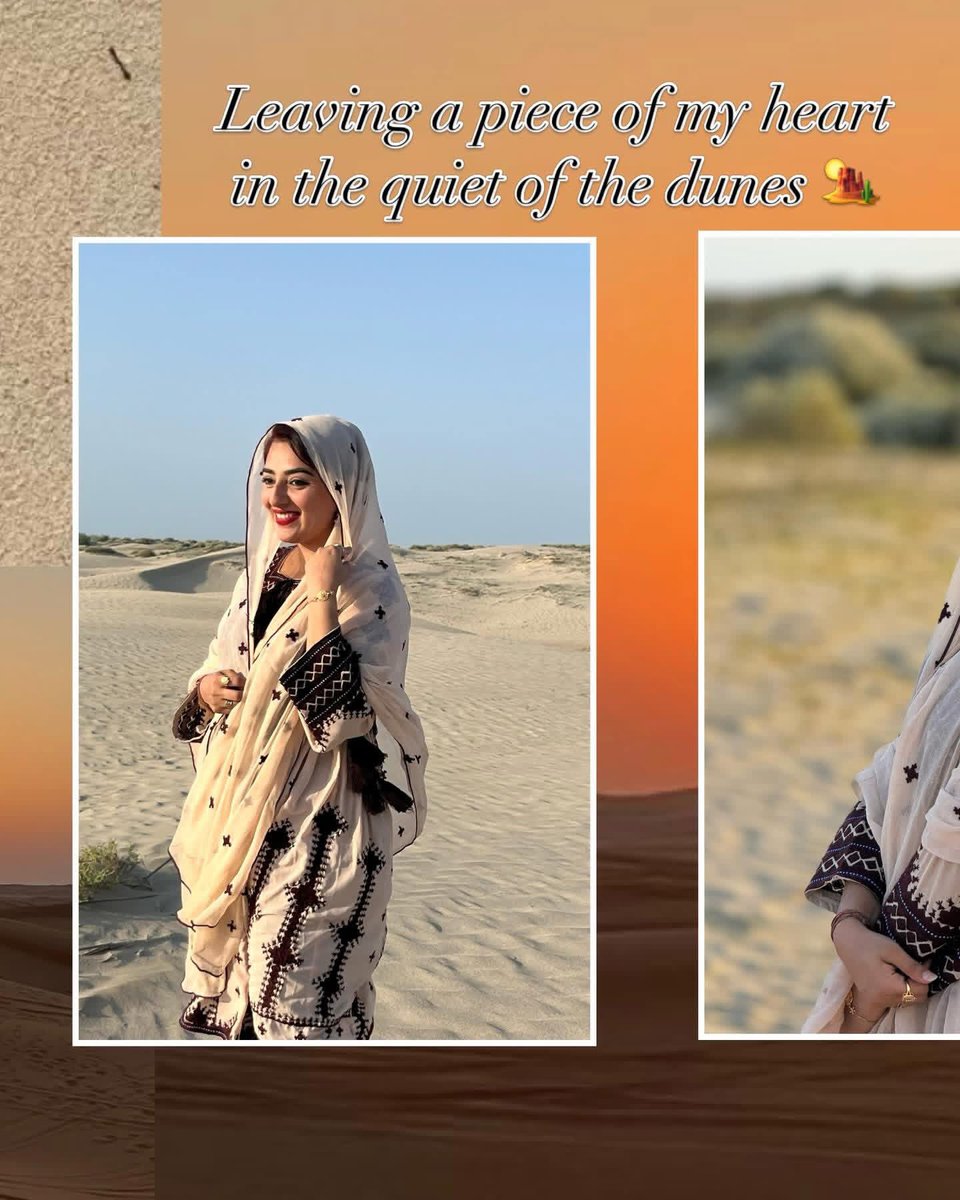 AnitaJalil's tweet photo. ✨Where the desert meets the soul✨
There is a quiet magic in the dunes, a stillness that forces you to slow down, breathe &amp; just exist🏜️🌅🌾

Which view is your favorite? 1, 2, 3 or 4?
Drop a comment below! 👇🏼👇🏼

#DesertDiaries #GoldenHour #TraditionalElegance #Gwadar https://t.co/T8GtokgoC2