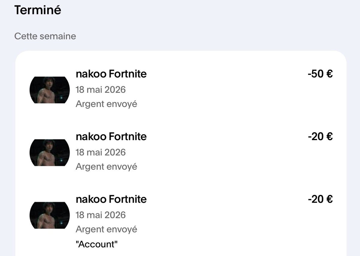 HydraLow's tweet photo. ⚠️ @nakoo_fn ⚠️

BIG SCAMMER ACCOUNT FN -90€

N’allez jamais acheter quelque chose auprès de lui c’est un grand scammer. Il vient de me voler 90€ pour compte fortnite que j’allais donner à un ami. Suite en commentaire. 

Voici les preuves : https://t.co/1cLPnbfDuQ