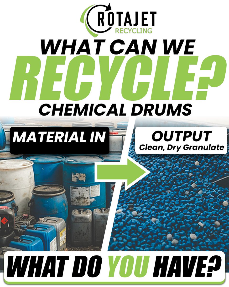 RotajetSystems's tweet photo. https://t.co/Apr97yKRmr
#Rotajet #PlasticRecycling #ChemicalDrumRecycling #IBCRecycling #PailRecycling #PlasticWashing #Granulation #Reprocessing #IndustrialRecycling #CircularEconomy #WasteReduction #Sustainability #MaterialRecovery #Manufacturing #IndustrialSolutions https://t.co/FxZx2SDa7i