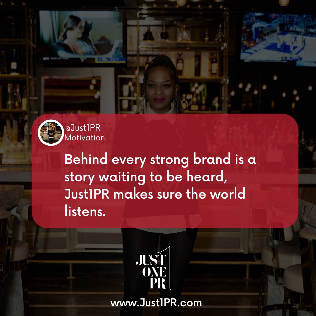 Just1Pr's tweet photo. At Just1PR, we don’t just build visibility, we build impact, connection, and lasting impressions. From media placements to brand storytelling, every move is intentional. 📣✨

Your story deserves the right spotlight. 

#Just1PR #PublicRelations #BrandStrategy #MediaRelations https://t.co/GfyTRS4Pbp