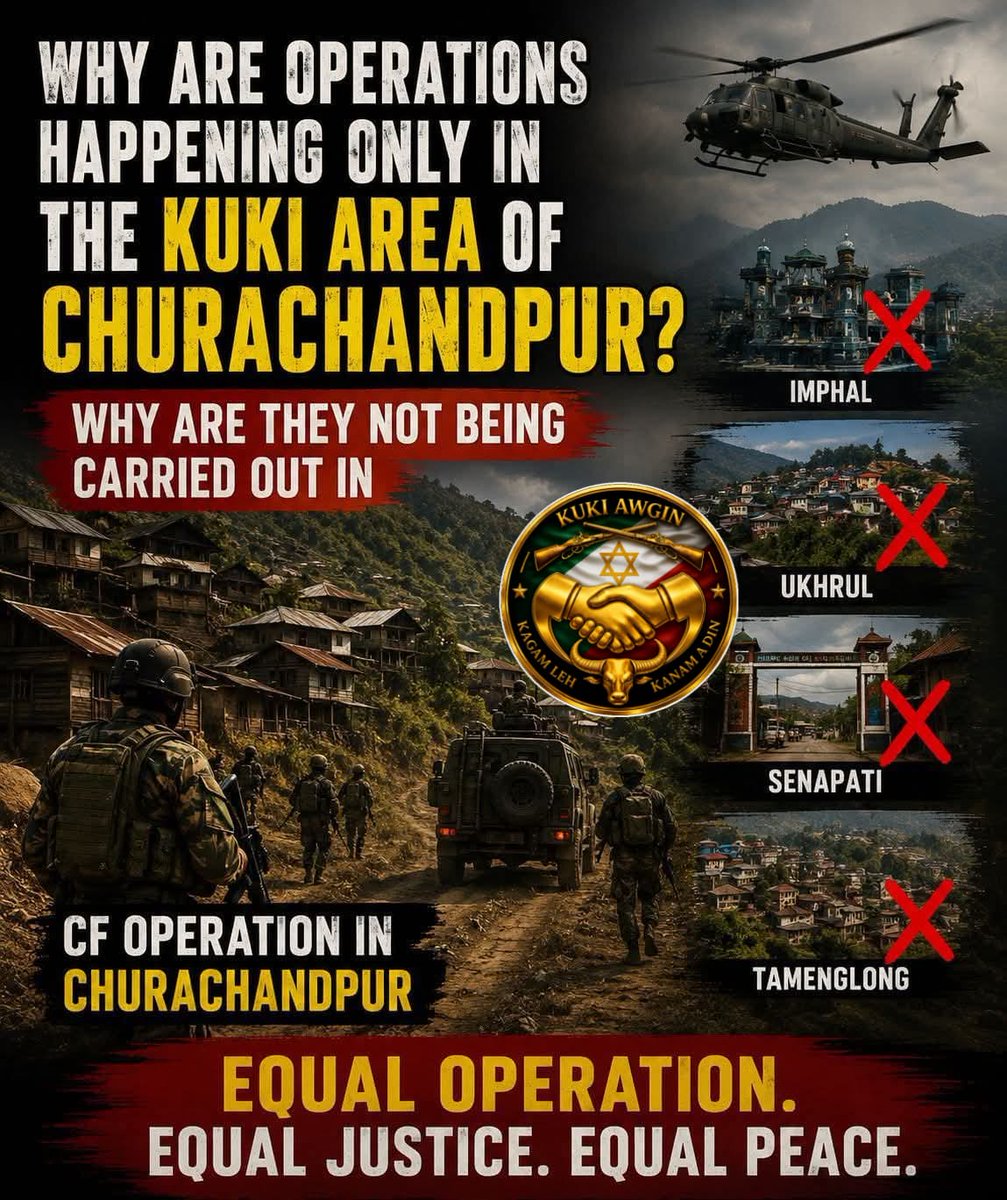 kikumjouSingh's tweet photo. Why are central forces targeting only the minority Kuki community while ignoring those behind violence and abductions? Selective operations and biased enforcement are destroying public trust and justice.

@adgpi @crpfindia @BSF_India @PMOIndia @BJP4India @indSupremeCourt https://t.co/tNl5xHBnBc