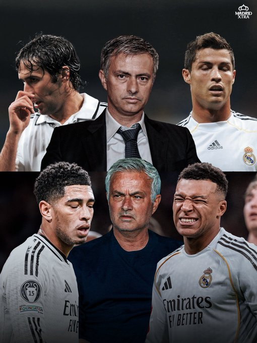 التاريخ يعيد نفسه! ٢٠١٠: تم تعيين جوزيه مورينيو بعد فشل ريال مدريد في تحقيق بطولة كبرى لموسمين متتاليين.. ٢٠٢٦: مورينيو يعود مجددًا بعد موسمين آخرين بلا ألقاب كبرى لريال مدريد #ريال_مدريد 