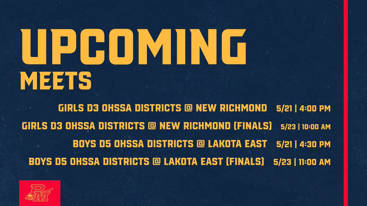 pmcavstrack's tweet photo. DISTRICT WEEK

The Boys and Girls will split up this Thursday to compete in the OHSAA District Meets!

Cheer on the Cavs as they compete to advance to Regionals!

#Onward | GoCavs | #Legacy https://t.co/Cq2oK4nzxg