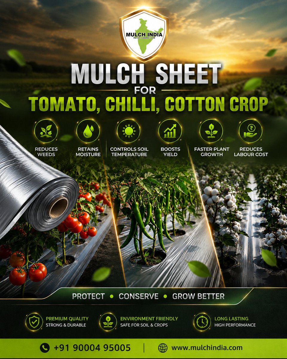 mulchindia's tweet photo. Plastic mulch sheet for agriculture | Mulch Film | Mulch India | Call: +𝟵𝟭 𝟵𝟬𝟬𝟬𝟰𝟵𝟱𝟬𝟬𝟱 https://t.co/3fezOTA7rd #plasticmulch #silverplasticmulch #plasticmulchinindia #hyderabadplasticmulch #plasticmulchinhyderabad #farmerscropgrowth #primopolymers #mulchindia https://t.co/MtwwrkFvy4