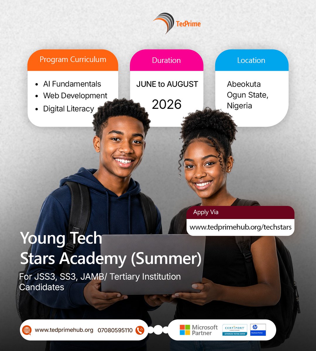 TedprimeHub's tweet photo. This summer,  give your children more than an experience,  give them an advantage. 

Register through https://t.co/MqA0J86KFD

For enquiries, reach us at info@tedprimehub.org or WhatsApp: 07080595110 https://t.co/ExyM7M603w