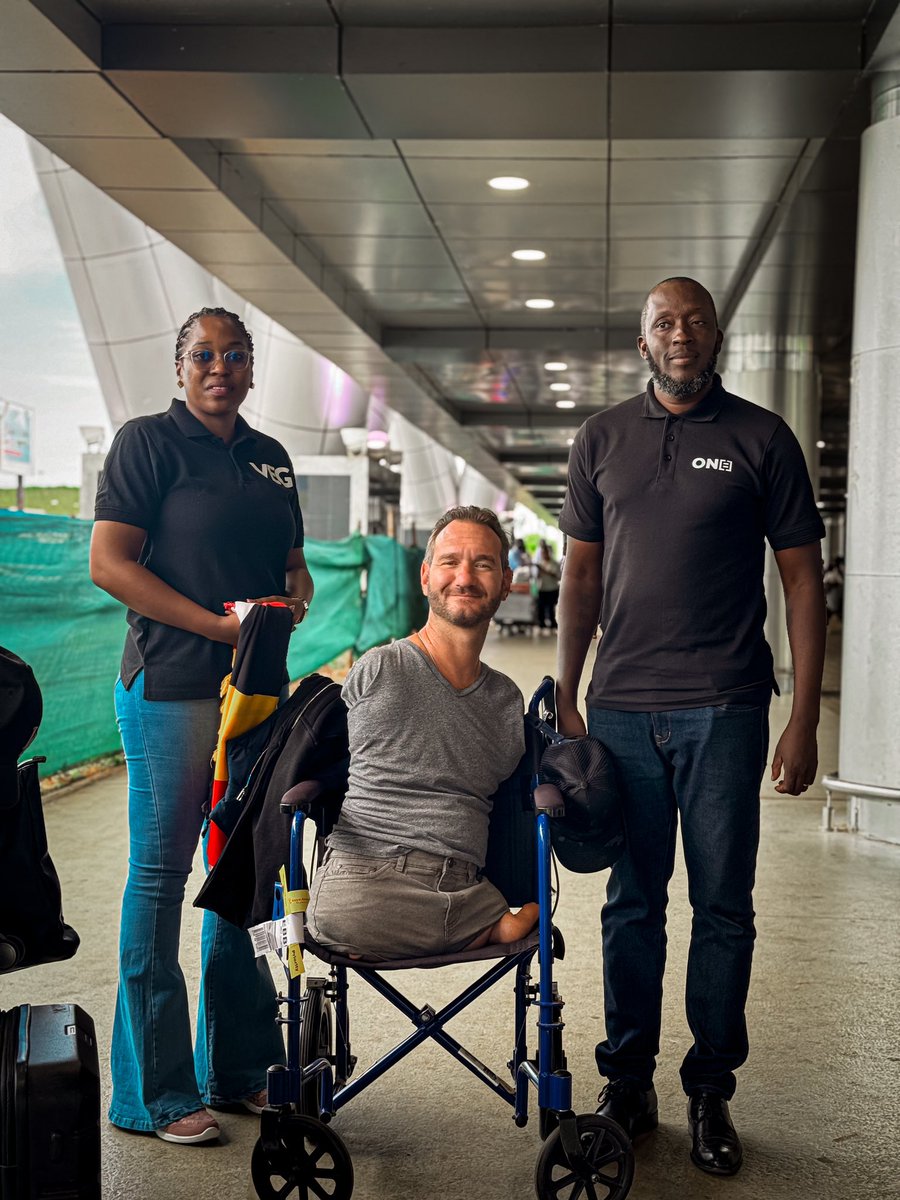 powerfmuganda's tweet photo. It’s Champion Arise Conference week and see who is already in the country. @nickvujicic arrived earlier today and was received by the @VineEntGroup team. 
20th May 2026 
Hockey Grounds Lugogo
Entrance is free. https://t.co/1ZJf2qW7sX