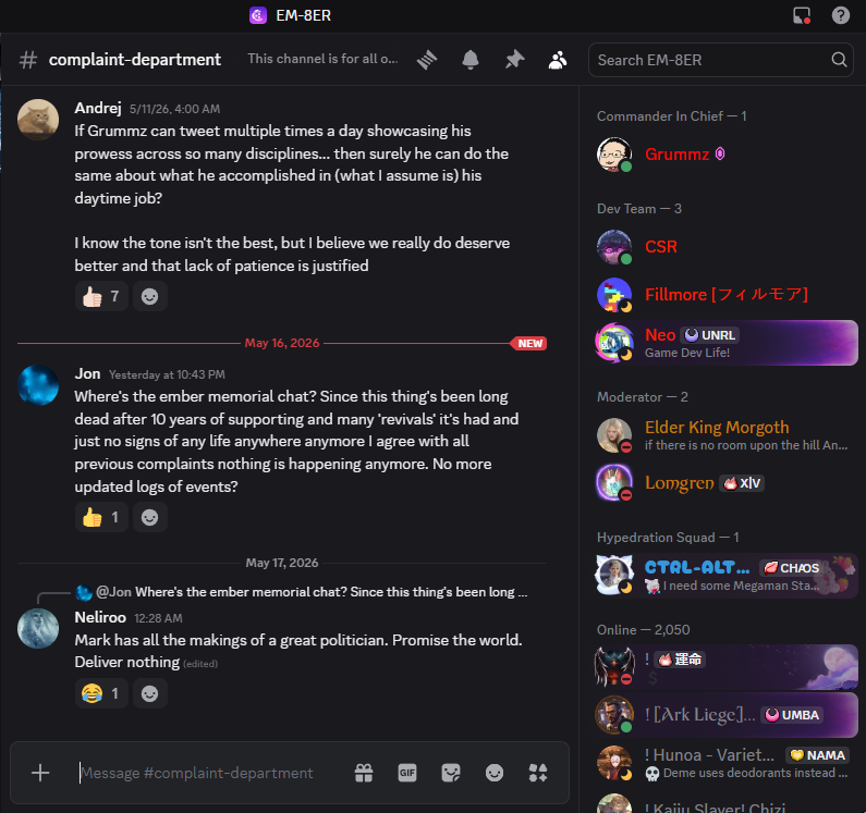 Victummz's tweet photo. Another user has been banned from the Em-8ER Discord server for criticizing Grummz. https://t.co/Ygsix7SSoE