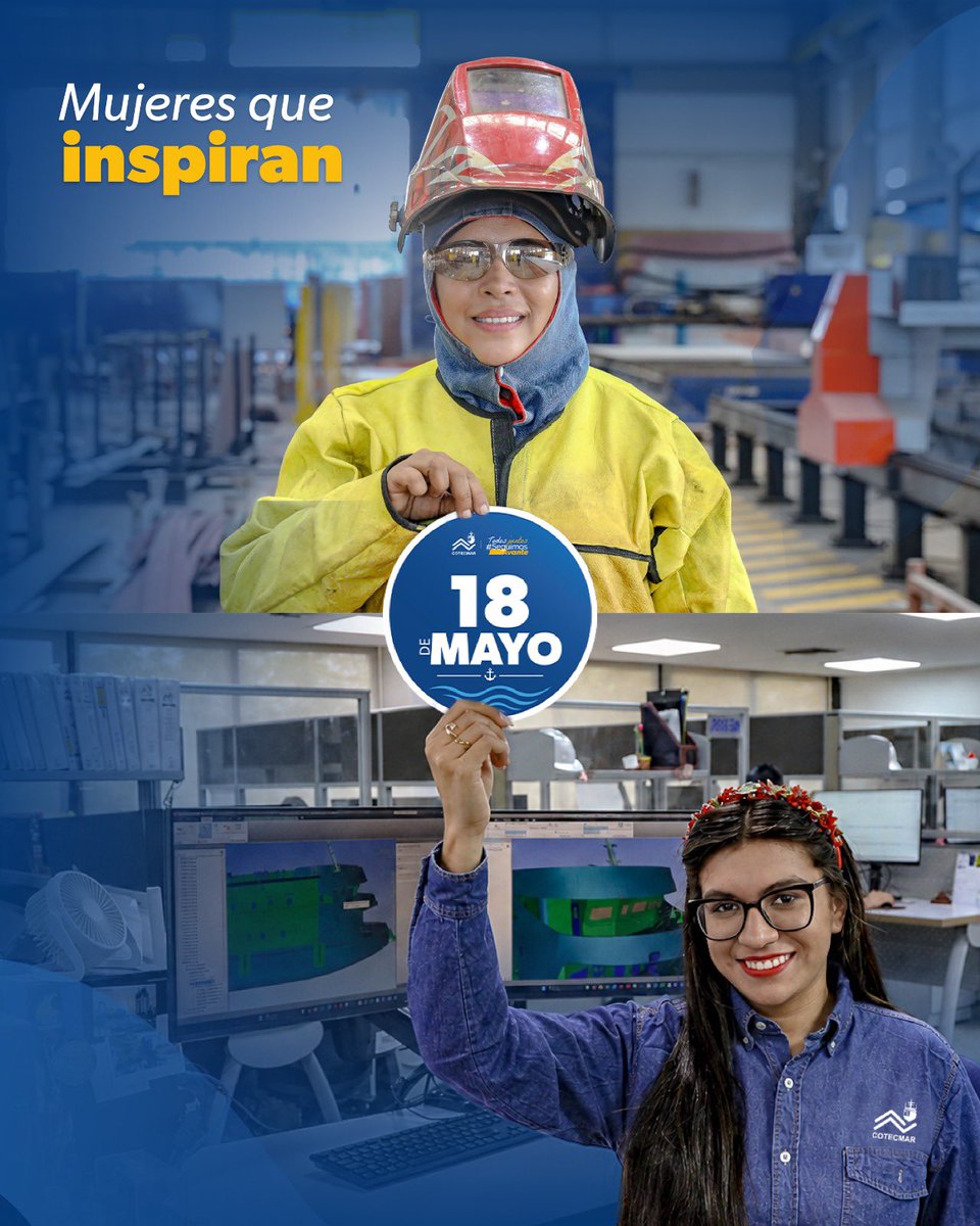 Cotecmar's tweet photo. Conmemoramos el Día Internacional de la Mujer en el Sector Marítimo reconociendo el talento, compromiso y liderazgo de las mujeres que impulsan el desarrollo de la industria naval, marítima y fluvial ⚓💙👩‍🔧 🇨🇴

¡En Cotecmar, #SeguimosAvante!

@IMOHQ 

#WomenInMaritimeDay https://t.co/QtuwgyoSWy