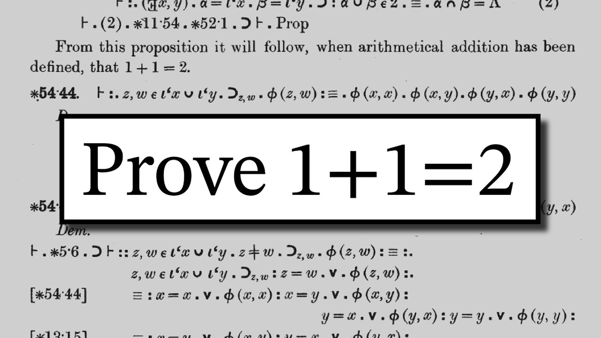 Math_files's tweet photo. In 1910, Principia Mathematica by Alfred North Whitehead and Bertrand Russell attempted to build all of mathematics from pure logic. After over 2,000 pages, they showed how difficult this goal was—famously taking 362 pages just to prove that 1 + 1 = 2.

The idea of rigorous proof dates back to Euclid (300 BC), who formalized mathematics using logical arguments rather than observation. Unlike science, where repeated experiments can suggest truth, mathematics demands certainty for every case. Patterns alone aren’t enough—many fail under closer inspection.

Mathematics is built on axioms: simple, accepted truths (like properties of equality). From these, theorems are logically derived. Whitehead and Russell followed this approach, defining numbers, addition, and logic step by step until they could formally prove basic arithmetic.

Their work was groundbreaking but impractical, with complex notation and limited usability. Soon after, in 1931, Kurt Gödel proved that no system of axioms can capture all mathematical truths—making their ultimate goal impossible.

Yet their effort wasn’t wasted. Like many great discoveries, the journey mattered more than the destination. Similar to Andrew Wiles’ proof of Fermat’s Last Theorem, the real impact came from the new mathematics developed along the way.

In the end, Principia Mathematica stands as a monumental achievement—showing both the power and the limits of human logic.