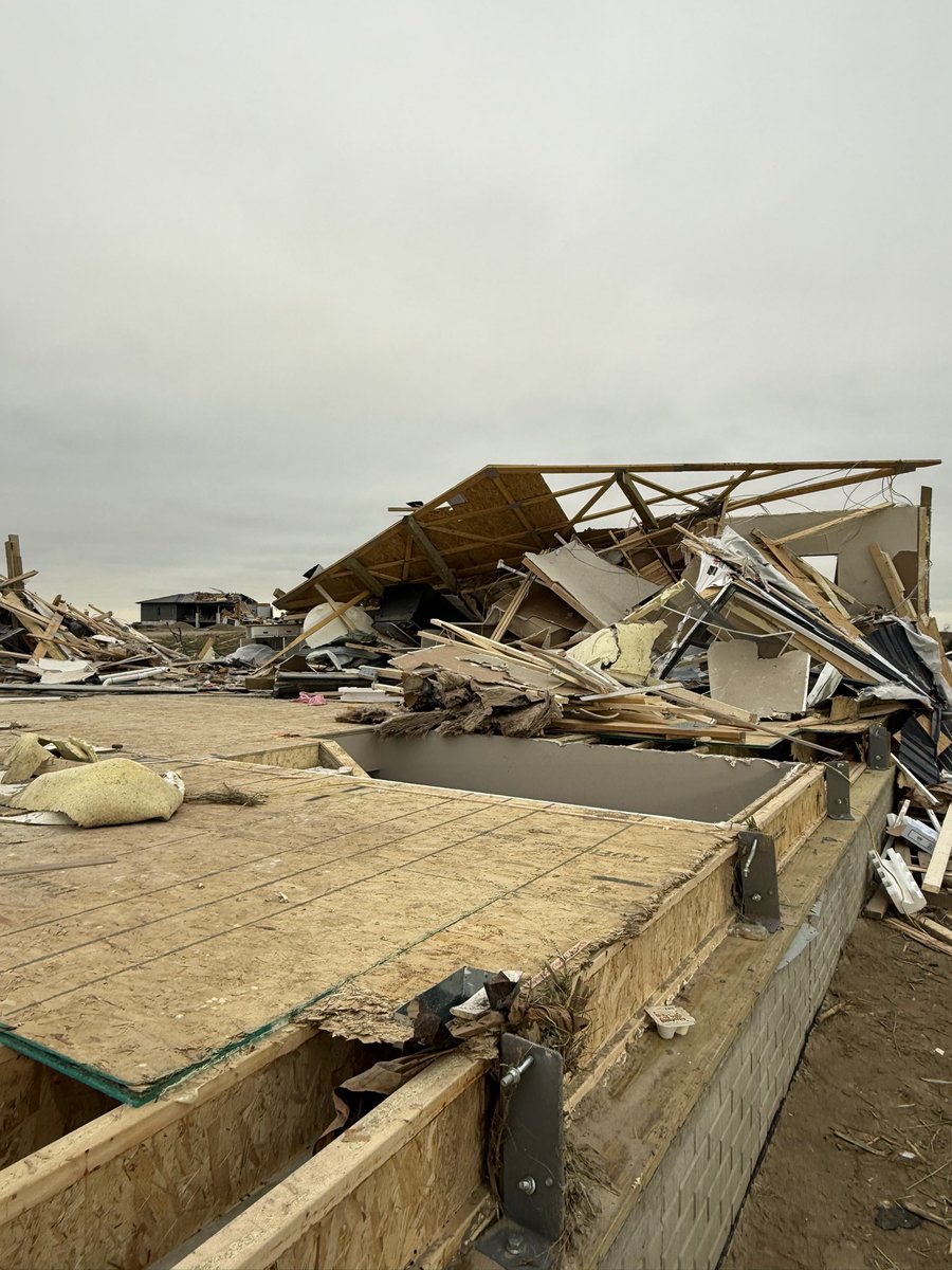 RobMarciano's tweet photo. Sad scenes in St Paul, NE … but very fortunate all survived … the family who lives here scrambled into the basement when mom “saw the tornado coming over the hill” … chilling https://t.co/MBWKLc5Cg2