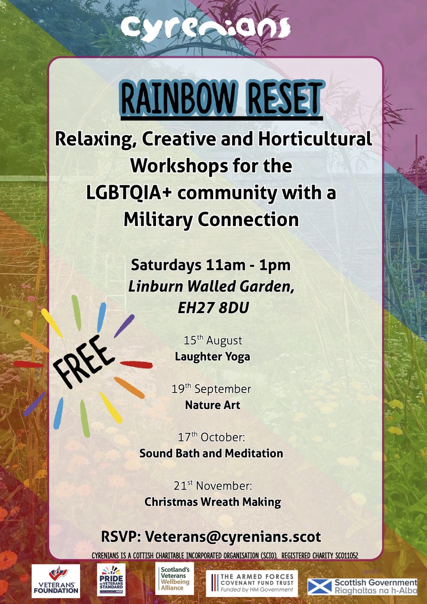 fightingwpride's tweet photo. Horticultural Workshops for LGBTQIA+ Military &amp; Veterans

Proud to share a fantastic initiative with @Cyrenians1968 who've secured funding to run some Rainbow Resets for LGBTQIA+ Armed Forces Community

See our events &amp; opportunities pages on the website

https://t.co/qAKXFY8hJI https://t.co/h272kEHmVT
