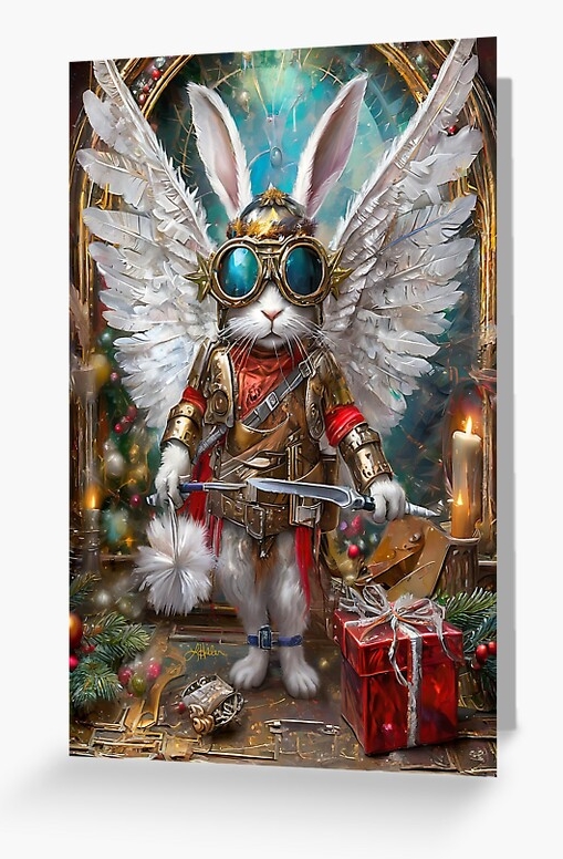 LeeHillerDesign's tweet photo. #Christmas #gifts for the person on your #holiday #naughtylist
✨🎄🐰⚔️🐰🎄✨
Steampunk Christmas Bad Bunny Angel Out On Parole
https://t.co/HTlTlZ1gTB

#bunny #angel #parole #steampunk #mixedmedia #redbubble #christmasgiftideas #christmas2026 #giftideas2026 #giftsideas https://t.co/d0eKlNSg5Y