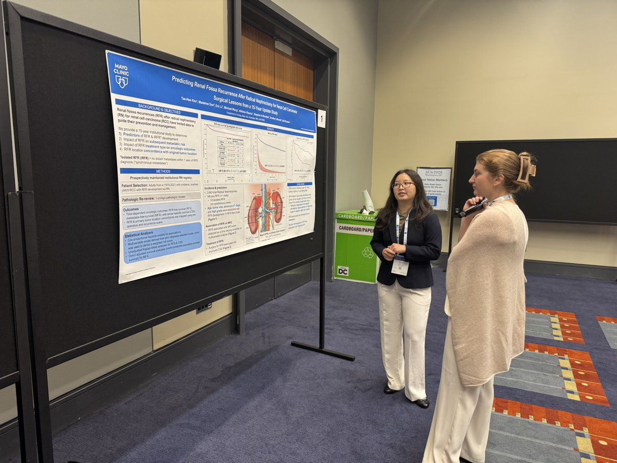 OSU_Urology's tweet photo. We love to see it! @OhioStateMed student @taeheekim406 presents her work from her research year at @MayoUrology 👏

Bonus! We 👀 alum @TaylorGoodstein! 

📸 @_KochDoc 

#AUA26 @AmerUrological @OSUWexMed @OhioUroSociety https://t.co/XewpiqgseT