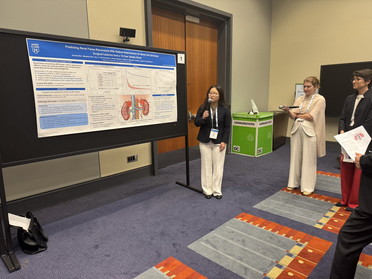 OSU_Urology's tweet photo. We love to see it! @OhioStateMed student @taeheekim406 presents her work from her research year at @MayoUrology 👏

Bonus! We 👀 alum @TaylorGoodstein! 

📸 @_KochDoc 

#AUA26 @AmerUrological @OSUWexMed @OhioUroSociety https://t.co/XewpiqgseT